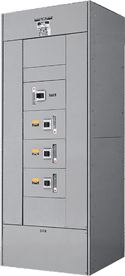 Single section of grey switchboard